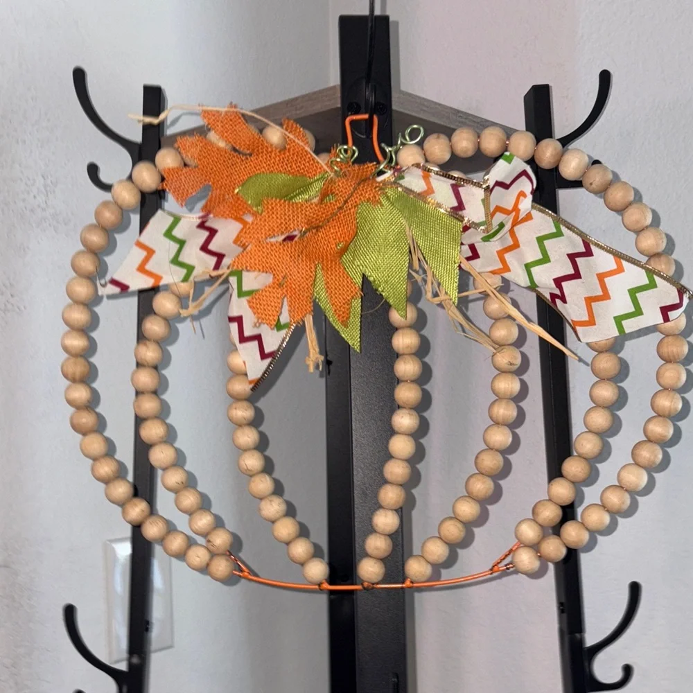 Wood Bead Pumpkin Wall Decor